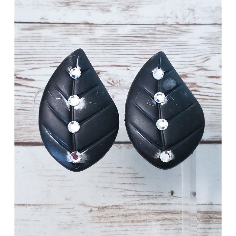 Vintage Jeff Lieb Clip On Earrings - Black - Paint Damage